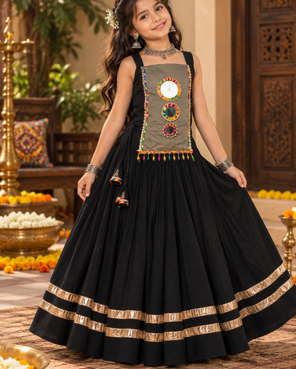 Girls Premium Roman Silk Navratri Chaniya Choli | Mirror Work