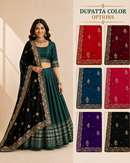 Women’s Roman Silk Gota Lace Work Chaniya Choli with 7 Meter Flair & Vichitra Silk Dupatta | Navratri Garba Wear