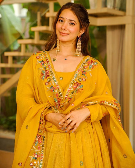 3‑Piece Anarkali Gown Sharara Set |Festive & Celebration - Rosepetals Luxe