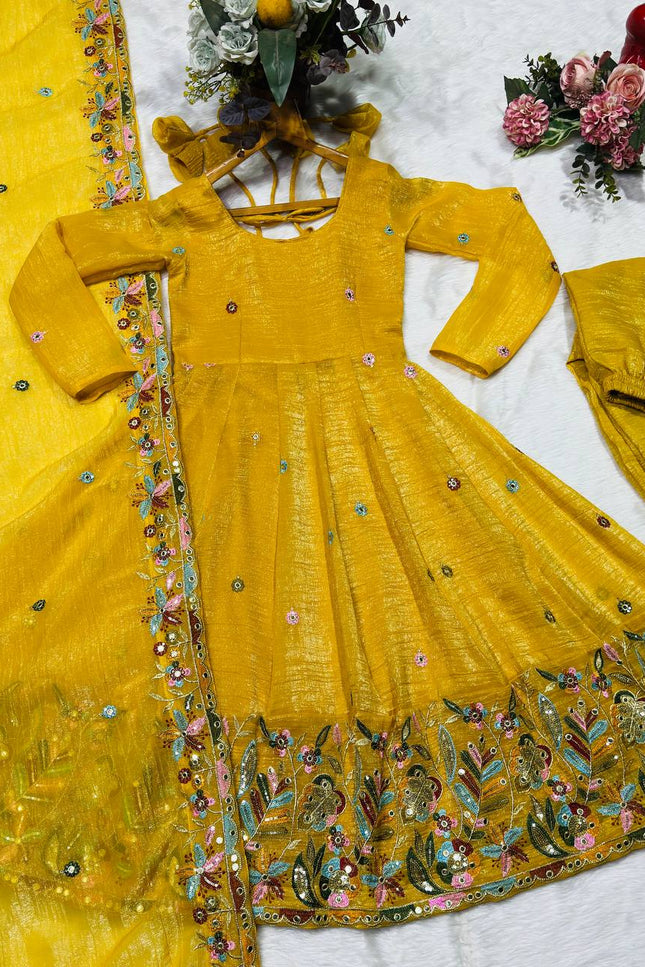3‑Piece Anarkali Gown Sharara Set |Festive & Celebration - Rosepetals Luxe