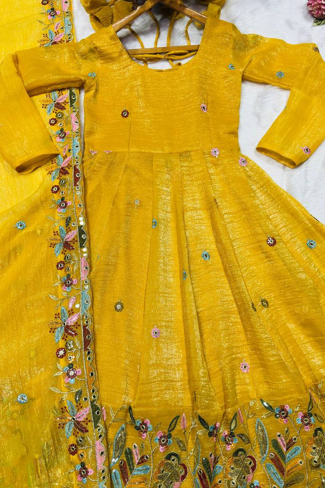 3‑Piece Anarkali Gown Sharara Set |Festive & Celebration - Rosepetals Luxe