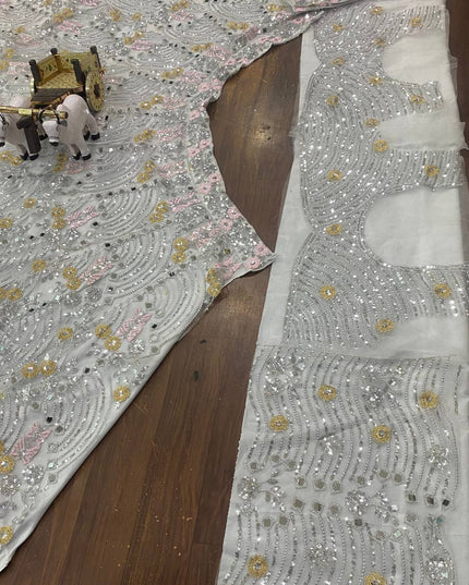 4M Flared Butterfly Net Real Mirror & Sequins Lehenga Choli | Rosepetals Luxe - Rosepetals Luxe