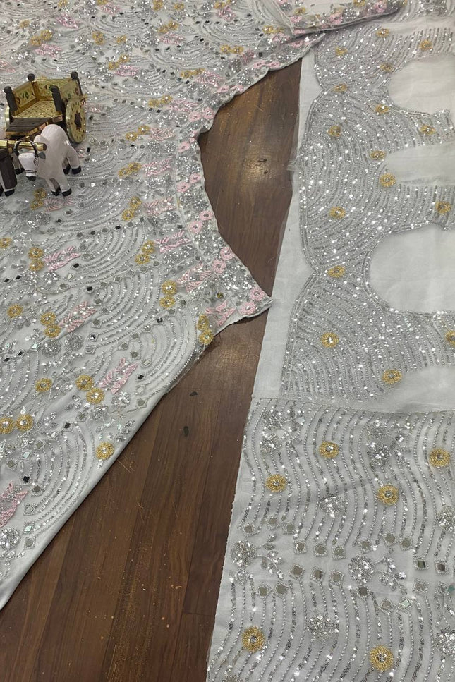 4M Flared Butterfly Net Real Mirror & Sequins Lehenga Choli | Rosepetals Luxe - Rosepetals Luxe