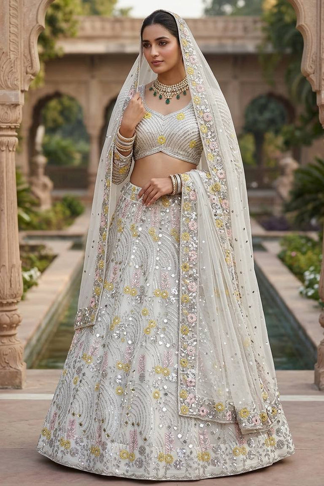 4M Flared Butterfly Net Real Mirror & Sequins Lehenga Choli | Rosepetals Luxe - Rosepetals Luxe
