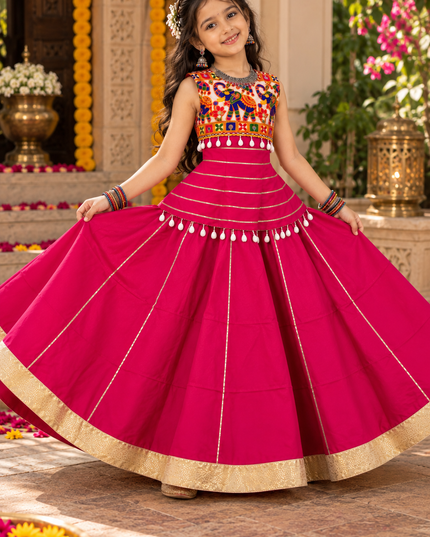 Girls Premium Roman Silk Mirror Work Navratri Chaniya Choli