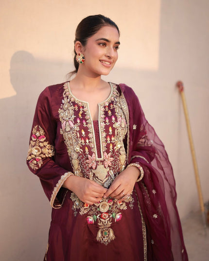 Satin Silk Fancy Top & Palazzo With Dupatta set |Be Ready For Party Wear & Festival Look - Rosepetals Luxe