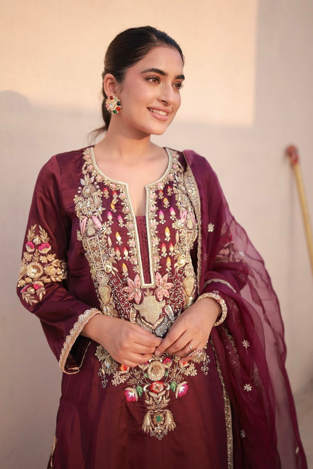 Satin Silk Fancy Top & Palazzo With Dupatta set |Be Ready For Party Wear & Festival Look - Rosepetals Luxe
