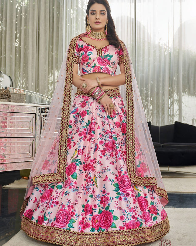 Heavy Net  Fancy Flower Work With Double Sequins & Thread and Zari Work - Rosepetals Luxe