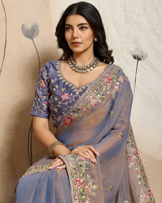 Luxury Soft Moss Chiffon Saree – Wedding Special Graceful Party Wear - Rosepetals Luxe