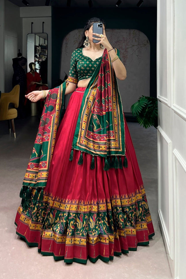 Tasar Silk Semi - Stitched Lehenga | Perfect For Party Wear and Festive Occasions - Rosepetals Luxe