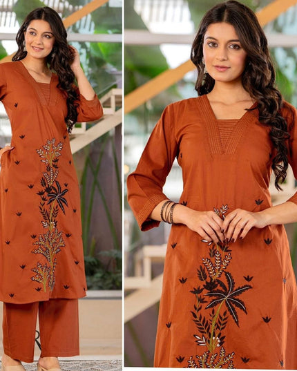 Stylish Cotton Kurti and Pants Set | Perfect for Casual and Semi - Formal Occasions - Rosepetals Luxe
