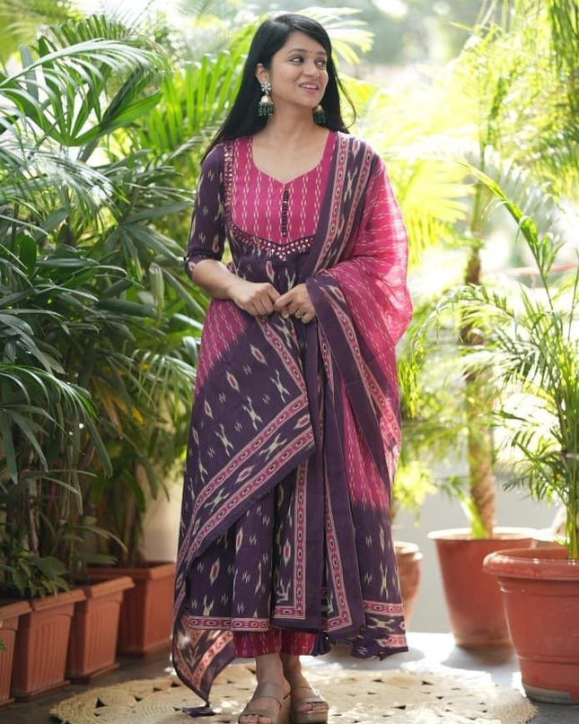 Elegant High - Quality Cotton Kurta Set with Malmal Dupatta | Perfect for Premium Look - Rosepetals Luxe