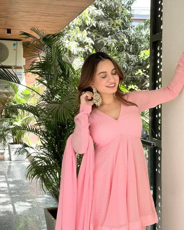 Pink Anarkali Sharara Suit | Perfect For Festivals and Celebrations - Rosepetals Luxe