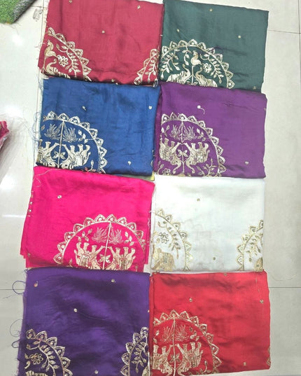 Hathi Dupatta – Semi Gajji Silk with Zari & Sequin Work - Rosepetals Luxe