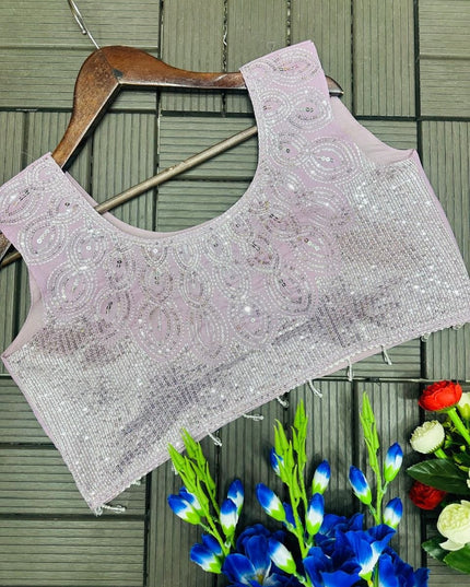 Embroidery Sequence Work Ready to Wear Saree with Embroidery Blouse