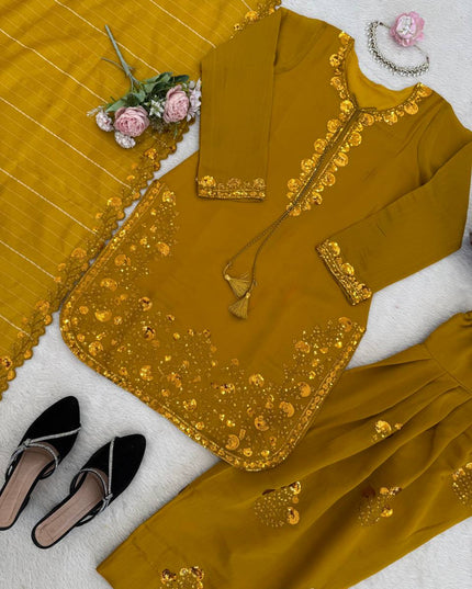 Premium Mul Chanderi Farshi Plazo Set | Festive Ethnic Wear - Rosepetals Luxe