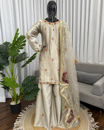 Premium Zapan Satin Silk Plazo Set | Elegant Ethnic Wear