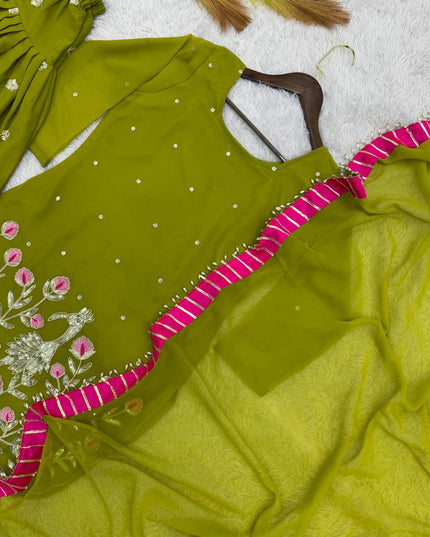 Heavy Faux Georgette Embroidery Sequin Punjabi Suit | Fully Stitched with Dupatta