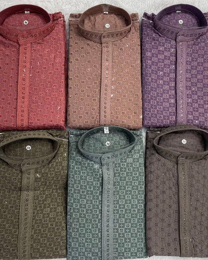 Men's Stylish Chikankari Short Kurta | Premium Rayon Fabric With Side Pockets - Rosepetals Luxe
