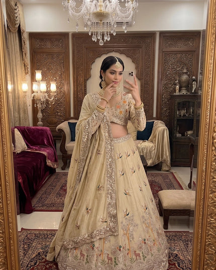 Semi Stitched Rangoli Silk Lehenga Set Cutwork Dori Embroidery With Sequin Work Perfect for Festive - Rosepetals Luxe