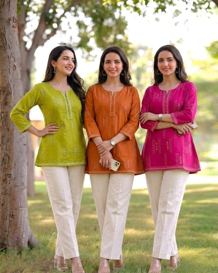 Women's Premium 60x60 Cotton Jaipuri Print Short Kurti | Soft Casual Ethnic Top for Daily Wear Office Wear & Summer