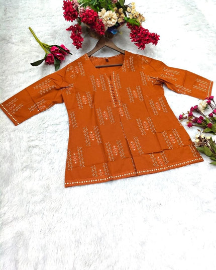 Women's Premium 60x60 Cotton Jaipuri Print Short Kurti | Soft Casual Ethnic Top for Daily Wear Office Wear & Summer