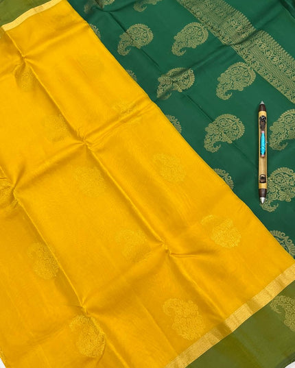 Kanchipuram Pure Silk Saree – Gold | Bridal Festive Saree | Rosepetals Luxe