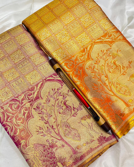 Kanchipuram Handloom Pure Silk Saree | Unique Tissue Weave | Silk Mark Certified | Rosepetals Luxe