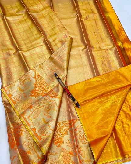 Kanchipuram Pure Silk Saree | Unique Tissue Weave | Festive Occasion | Rosepetals Luxe