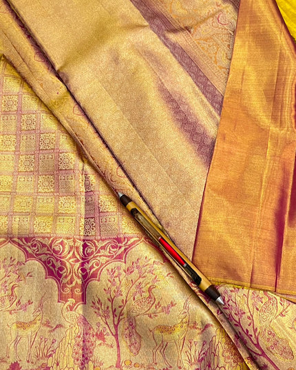 Kanchipuram Pure Silk Saree | Handwoven Tissue Weave | Bridal Festive | Rosepetals Luxe