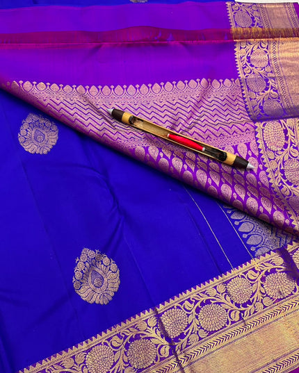 Kanchipuram Pure Silk Saree | Fancy Butta Weave | Silk Mark Certified - Rosepetals Luxe
