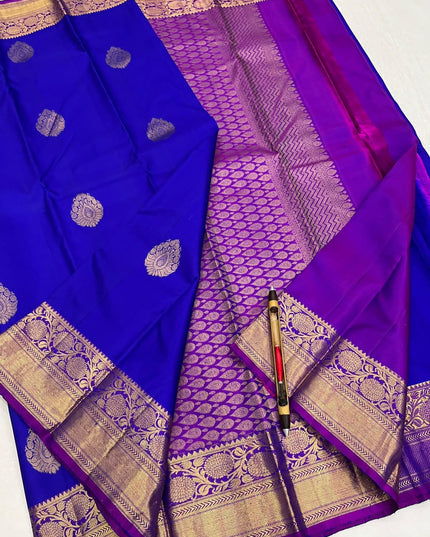 Kanchipuram Pure Silk Saree | Fancy Butta Weave | Silk Mark Certified - Rosepetals Luxe
