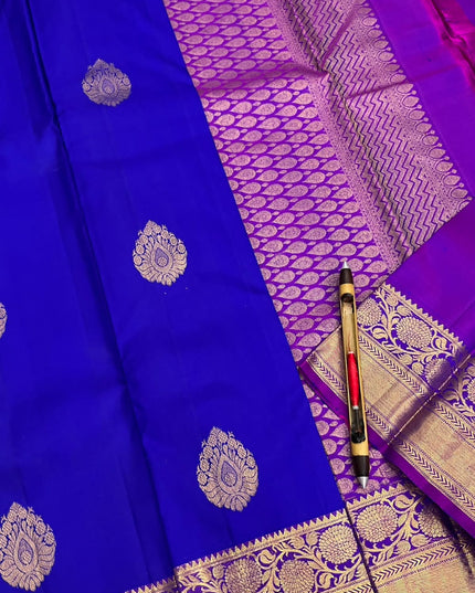 Kanchipuram Pure Silk Saree | Fancy Butta Weave | Silk Mark Certified - Rosepetals Luxe
