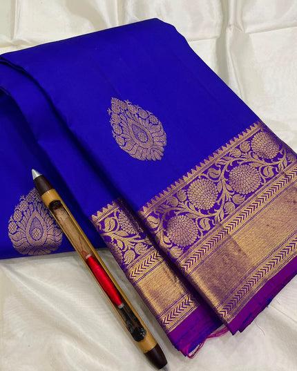 Kanchipuram Pure Silk Saree | Fancy Butta Weave | Silk Mark Certified - Rosepetals Luxe