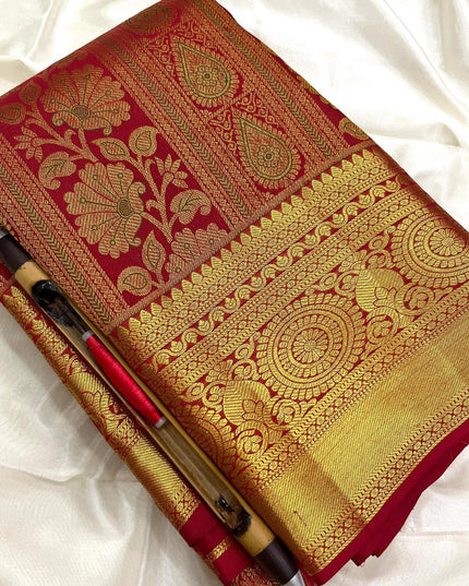Pure Kanchipuram 2 Gram Gold Silk Bridal Saree | Handloom | Silk Mark Certified - Rosepetals Luxe 