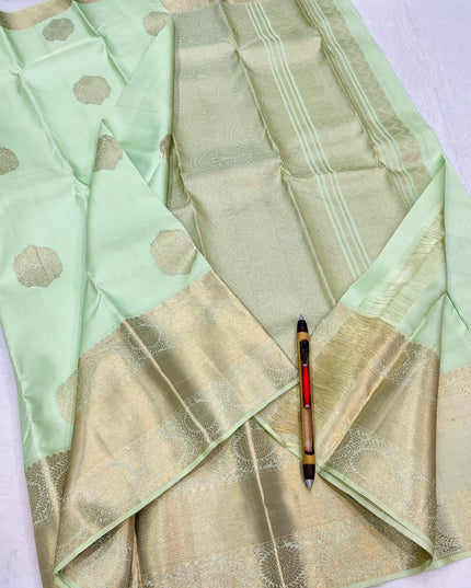 Kanchipuram Pure Silk Saree | Fancy Butta Weave | Silk Mark Certified - Rosepetals Luxe 