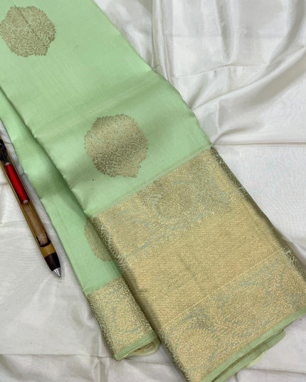 Kanchipuram Pure Silk Saree | Fancy Butta Weave | Silk Mark Certified - Rosepetals Luxe 