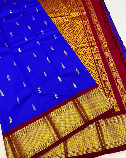 Pure Kanchipuram Silk Korvai Saree | One Side Border Design | Without Blouse - Rosepetals Luxe 