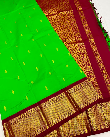 Pure Kanchipuram Silk Korvai Saree | One Side Border Design | Without Blouse - Rosepetals Luxe 