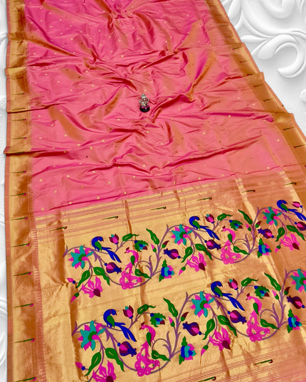 Premium Soft Silk Gauri Muniyaa Paithani | Allover Butti with Meena Zari Blouse - Rosepetals Luxe 