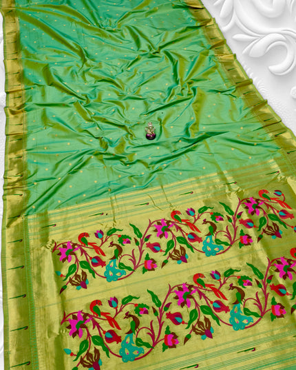 Premium Soft Silk Gauri Muniyaa Paithani | Allover Butti with Meena Zari Blouse - Rosepetals Luxe 