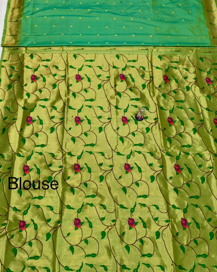 Premium Soft Silk Gauri Muniyaa Paithani | Allover Butti with Meena Zari Blouse - Rosepetals Luxe 