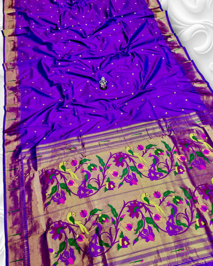 Premium Soft Silk Gauri Muniyaa Paithani | Allover Butti with Meena Zari Blouse - Rosepetals Luxe 