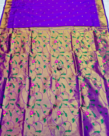 Premium Soft Silk Gauri Muniyaa Paithani | Allover Butti with Meena Zari Blouse - Rosepetals Luxe 
