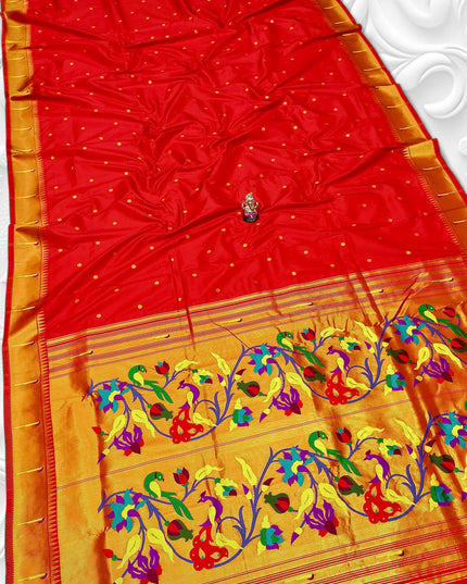 Premium Soft Silk Gauri Muniyaa Paithani | Allover Butti with Meena Zari Blouse - Rosepetals Luxe 