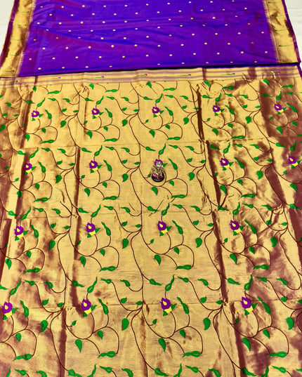 Premium Soft Silk Gauri Muniyaa Paithani | Allover Butti with Meena Zari Blouse - Rosepetals Luxe 