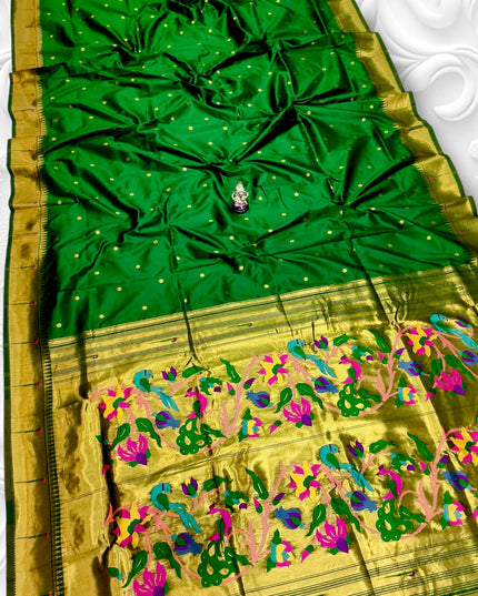 Premium Soft Silk Gauri Muniyaa Paithani | Allover Butti with Meena Zari Blouse - Rosepetals Luxe 
