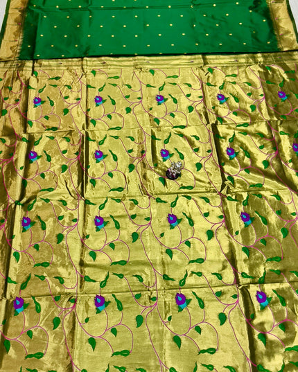 Premium Soft Silk Gauri Muniyaa Paithani | Allover Butti with Meena Zari Blouse - Rosepetals Luxe 