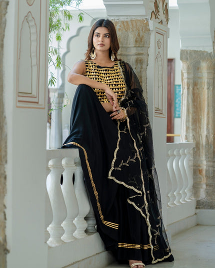 Navratri Pure Rayon Lehenga Choli Set with Net Embroidered Dupatta 6 Meter Flare Garba Dandiya Festive Wear for Women