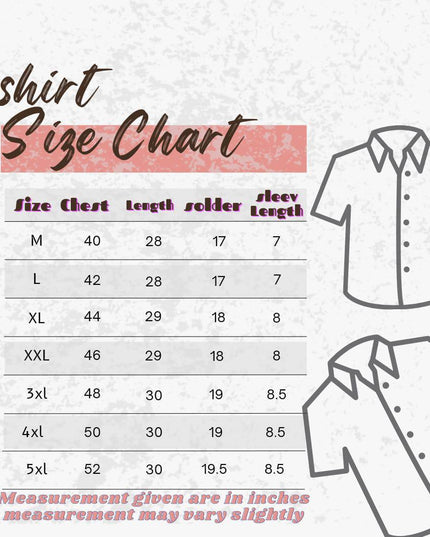 Premium Magic Cotton Foil Print Onam Jippa for Men Traditional Kerala Festive Wear Shirt Available in Sizes M to 5XL - SIZE CHART